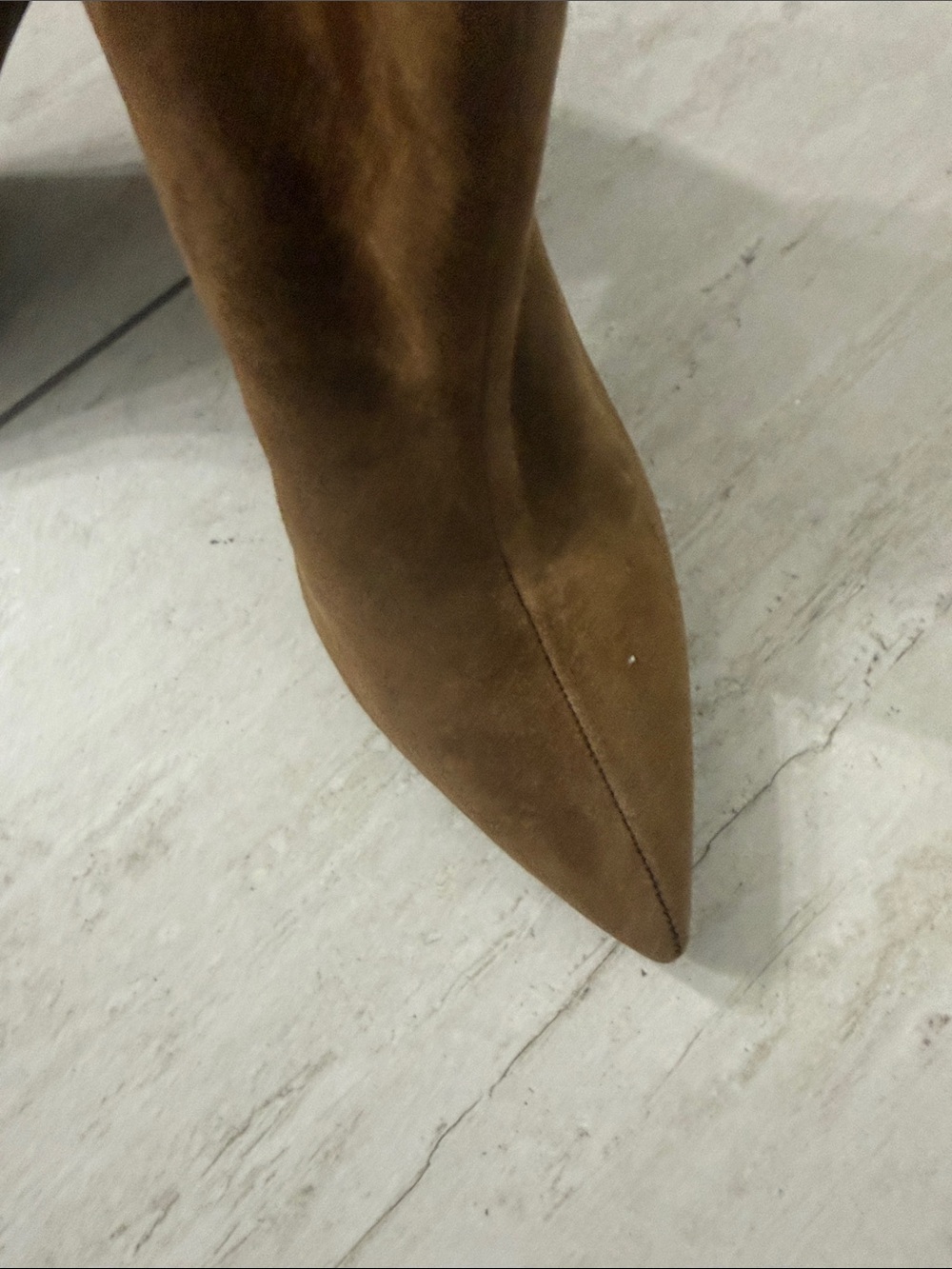 Steve Madden Pointed Toe Tan Suede Heeled Boot leather upper size 9M